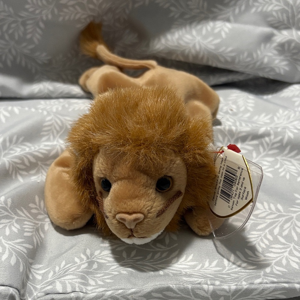 Ty Brown Plush Lion with Fluffy Mane